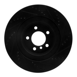 Land Rover Range Rover Brake Rotor (1) - Front Left - R1 Concepts - Drilled & Slotted - Black - `06-`09